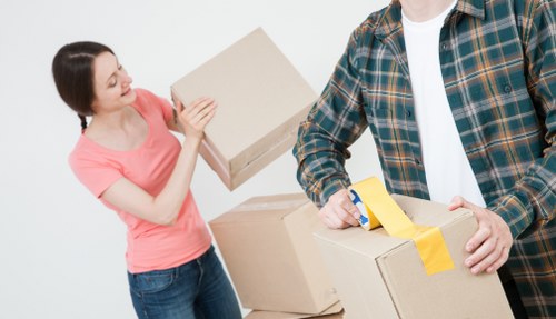 Packed boxes ready for a domestic move in Tooting