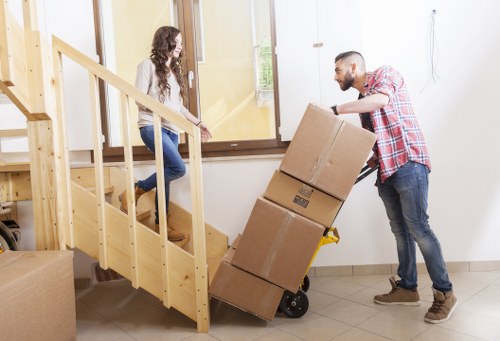 Furniture and household items loaded for transport in Tooting
