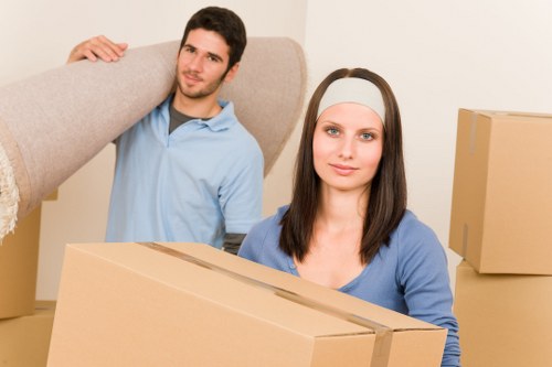 Packed boxes and furniture prepared for urgent removals